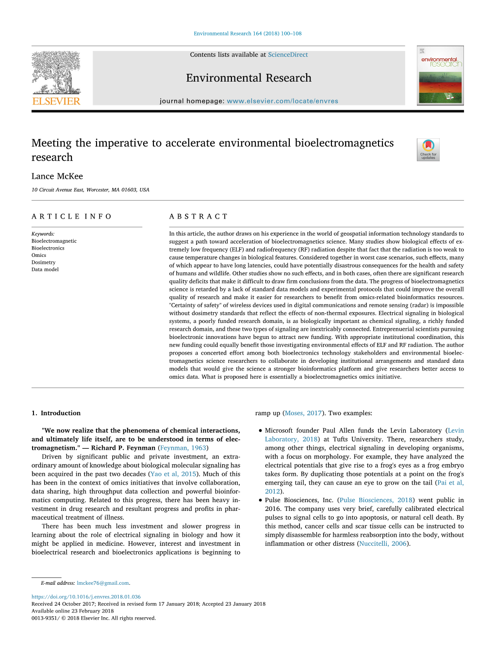 Meeting the Imperative to Accelerate Environmental Bioelectromagnetics T Research