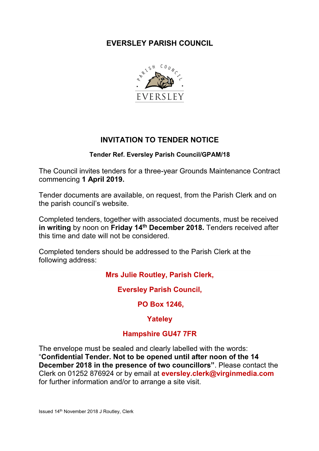 Tender Notice