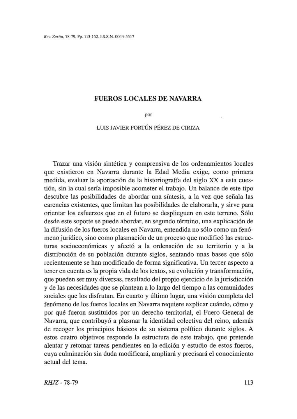 7. Fueros Locales De Navarra, Por Luis Javier Fortún Pérez De Ciriza