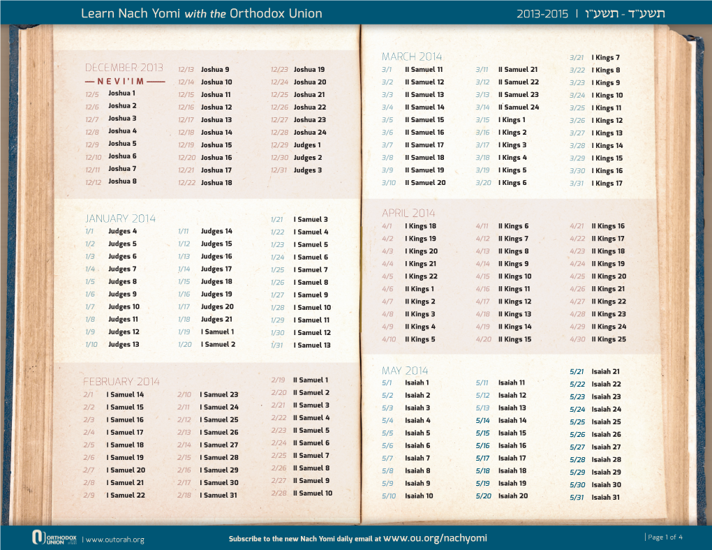 Learn Nach Yomi with the Orthodox Union 2013-2015 | V”Ist - D”Ist