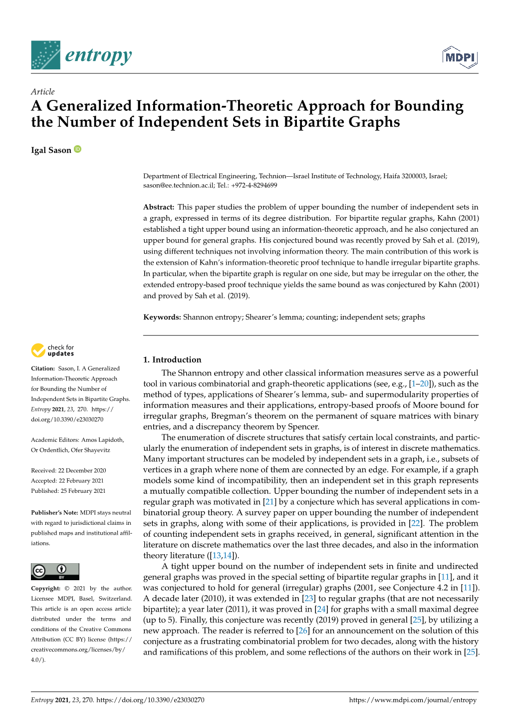 A Generalized Information-Theoretic Approach for Bounding the Number of Independent Sets in Bipartite Graphs