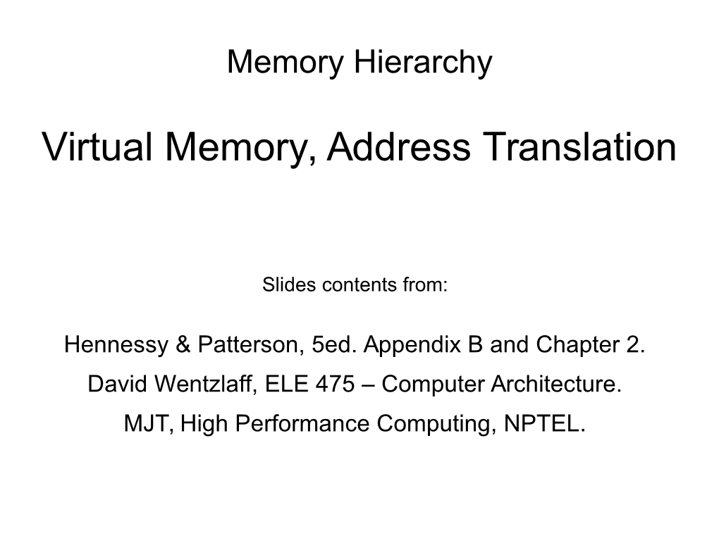 Virtual Memory, Address Translation