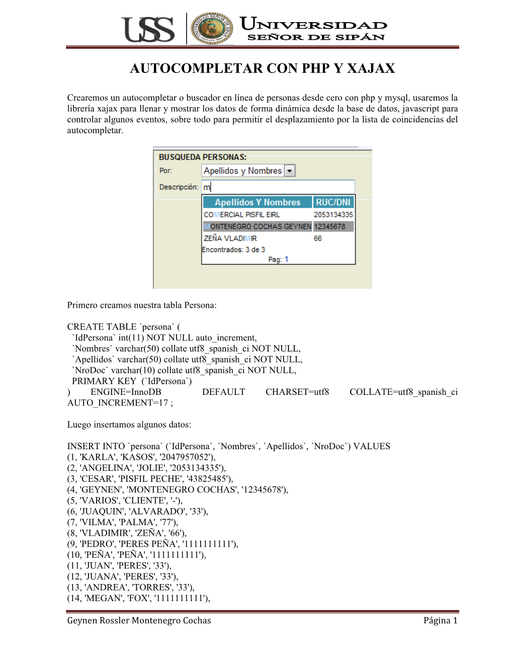 Autocompletar Con Php Y Xajax