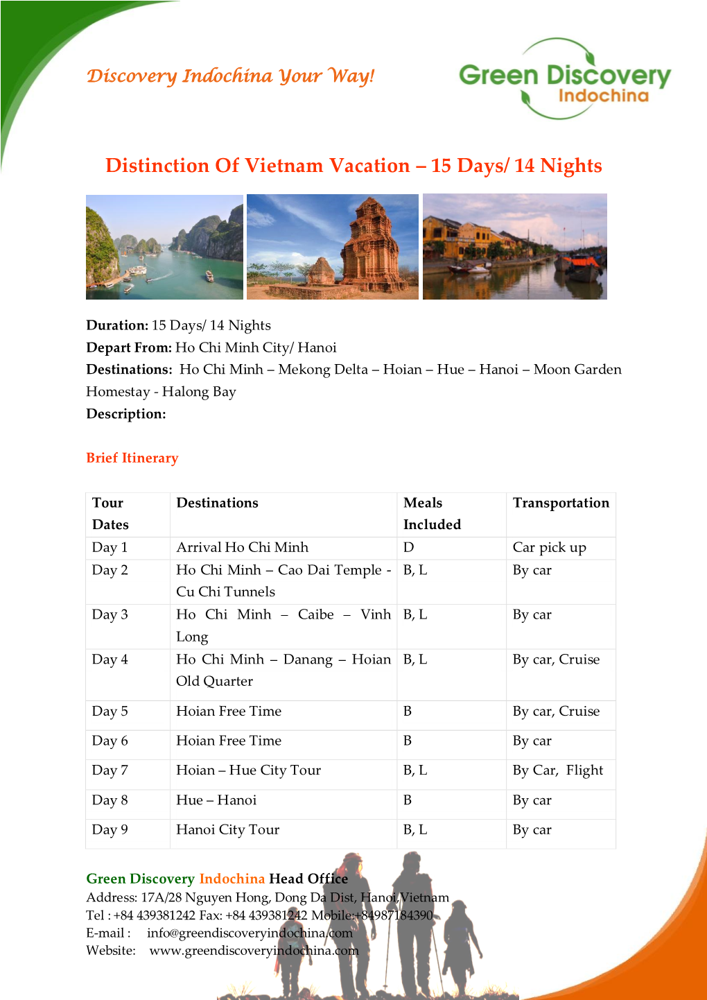 Distinction of Vietnam Vacation – 15 Days/ 14 Nights