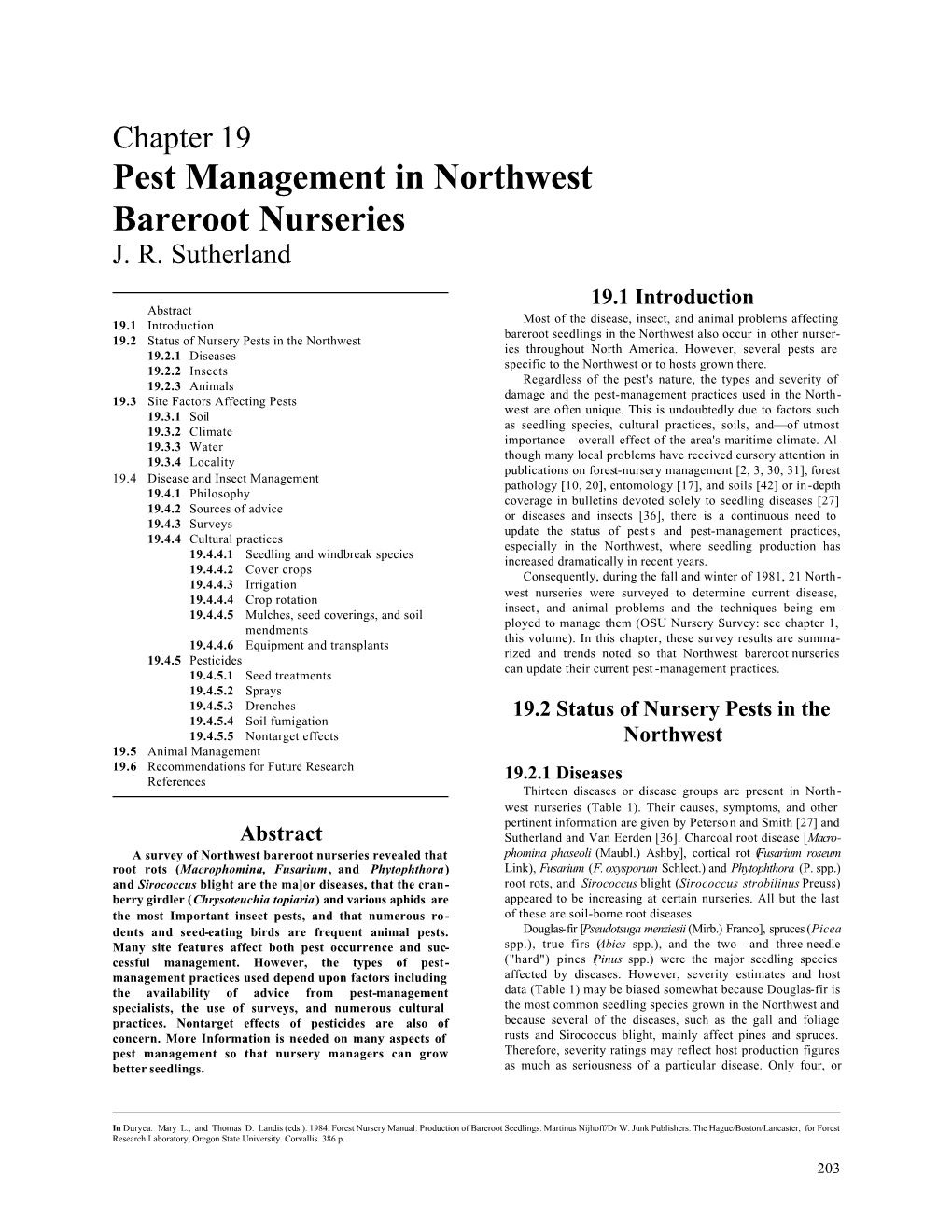 Chapter 19: Pest Management in Northwest Bareroot Nurseries