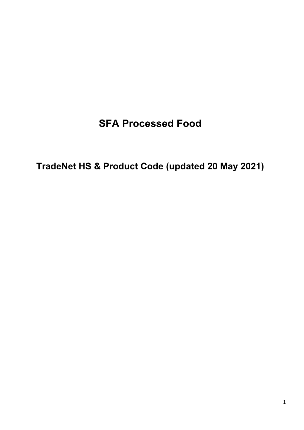 Product Codes for Processed Food