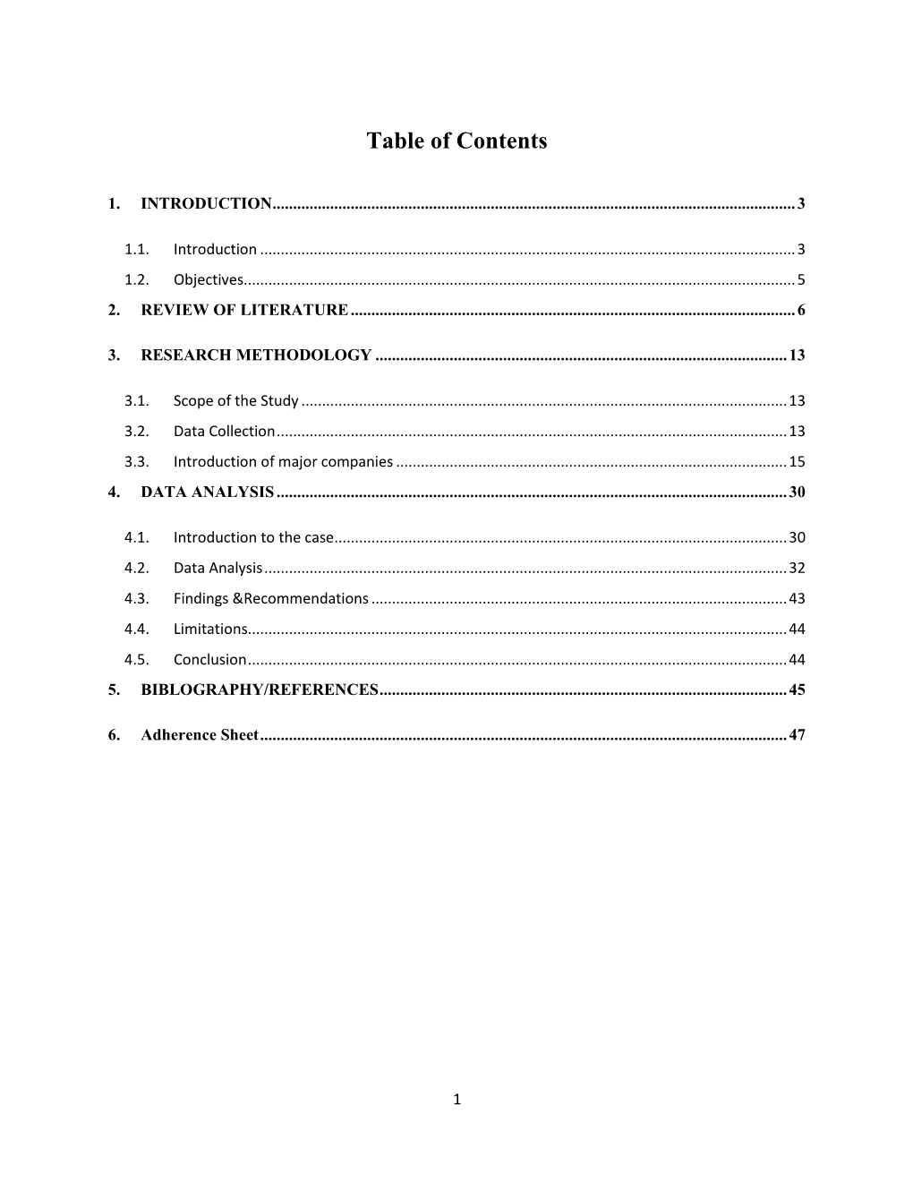 Table of Contents