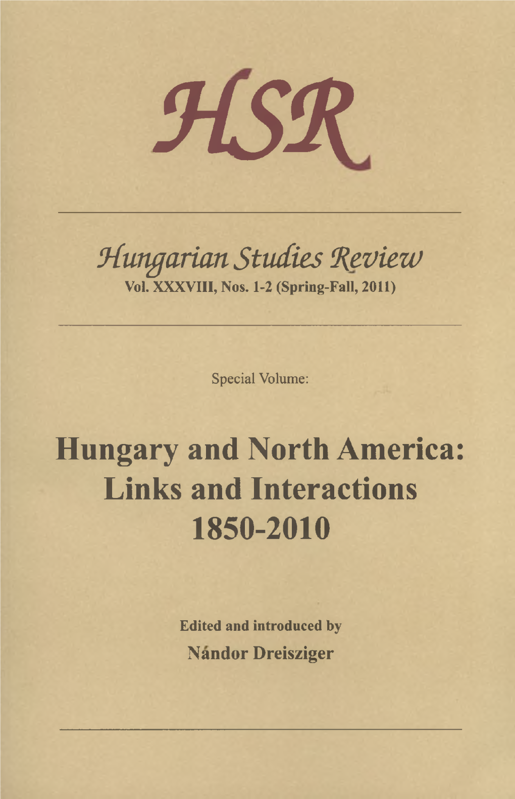 Hungarian Studies Review Vol