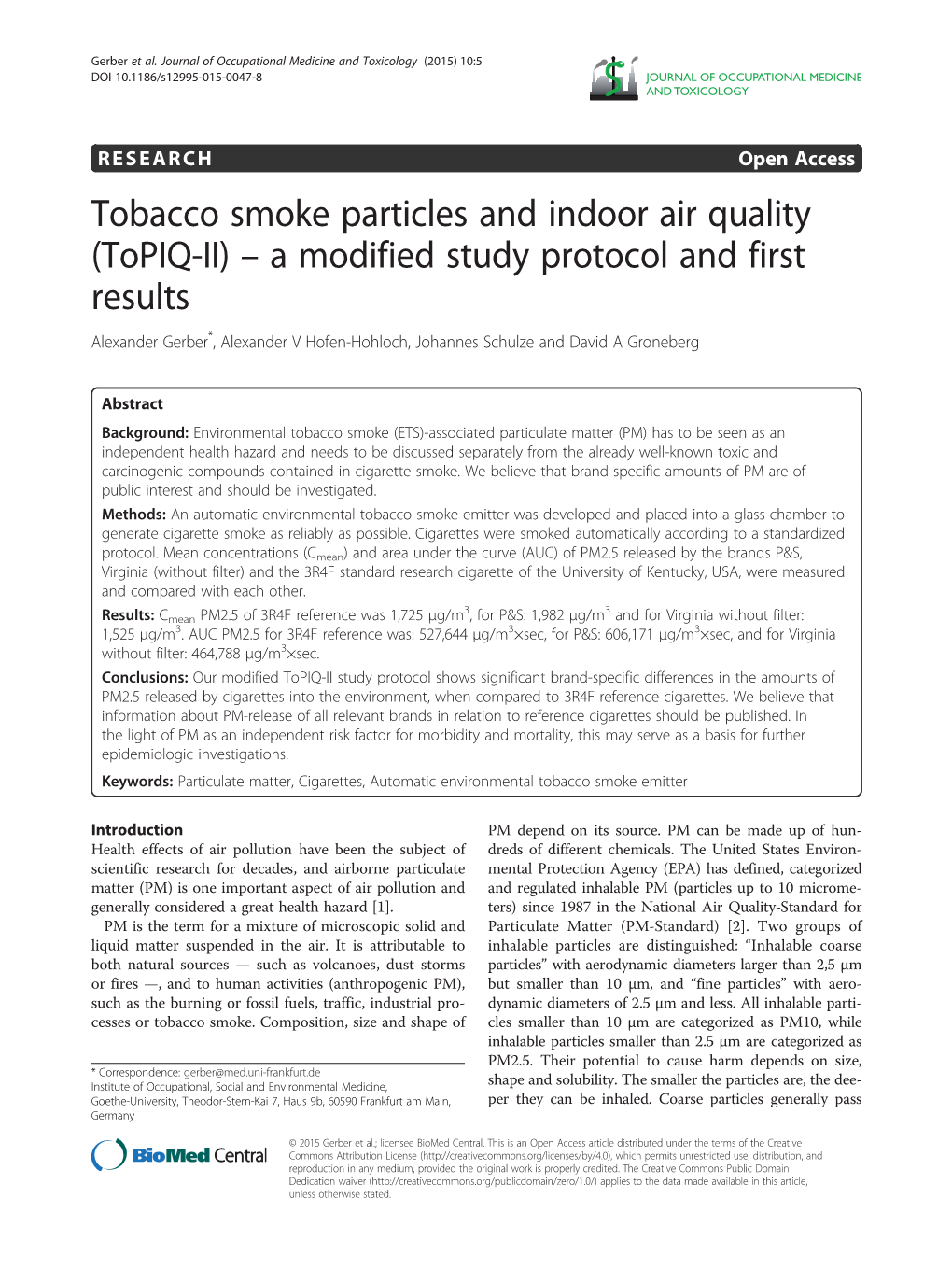 Tobacco Smoke Particles and Indoor Air Quality (Topiq-II)