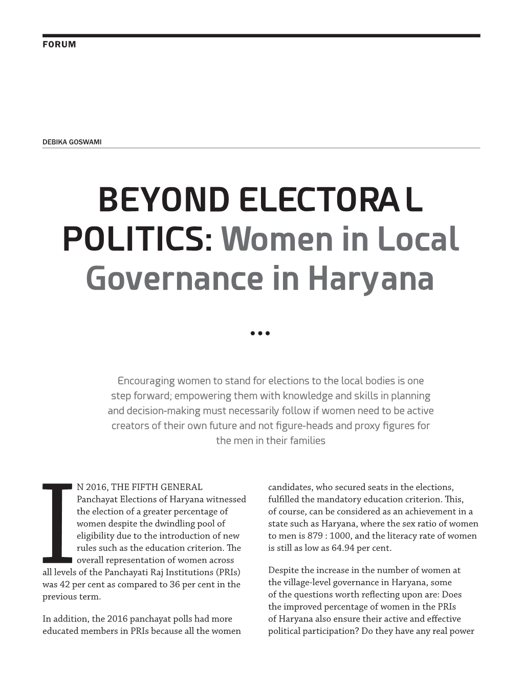 Women in Local Governance in Haryana