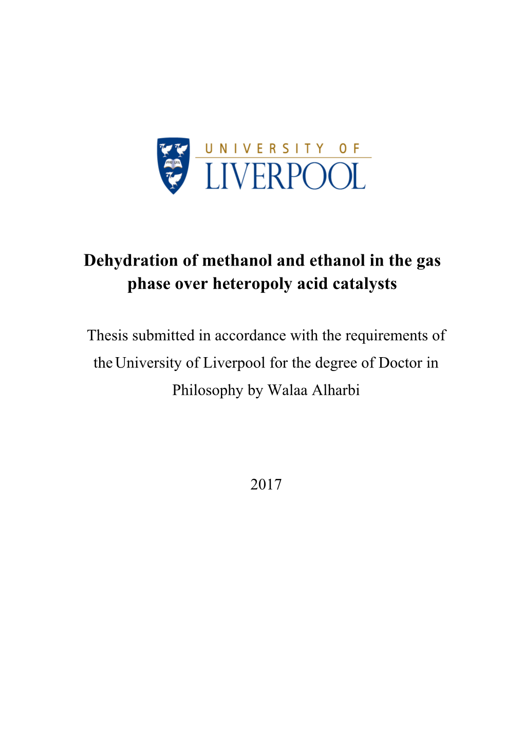 Dehydration of Methanol and Ethanol in the Gas Phase Over Heteropoly Acid Catalysts