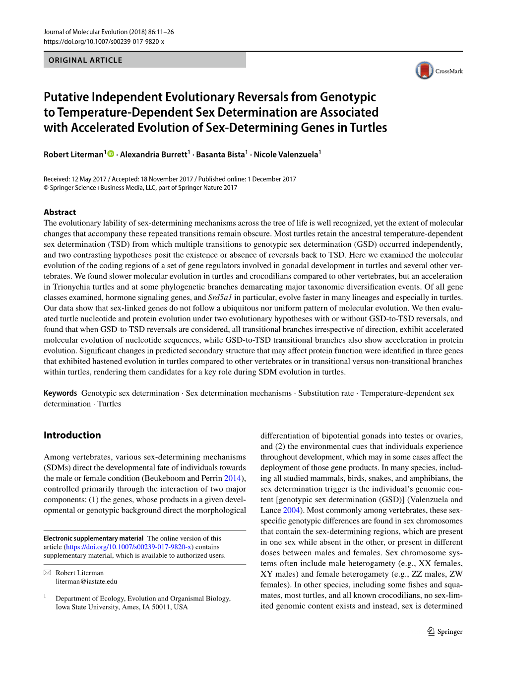 Putative Independent Evolutionary Reversals from Genotypic To