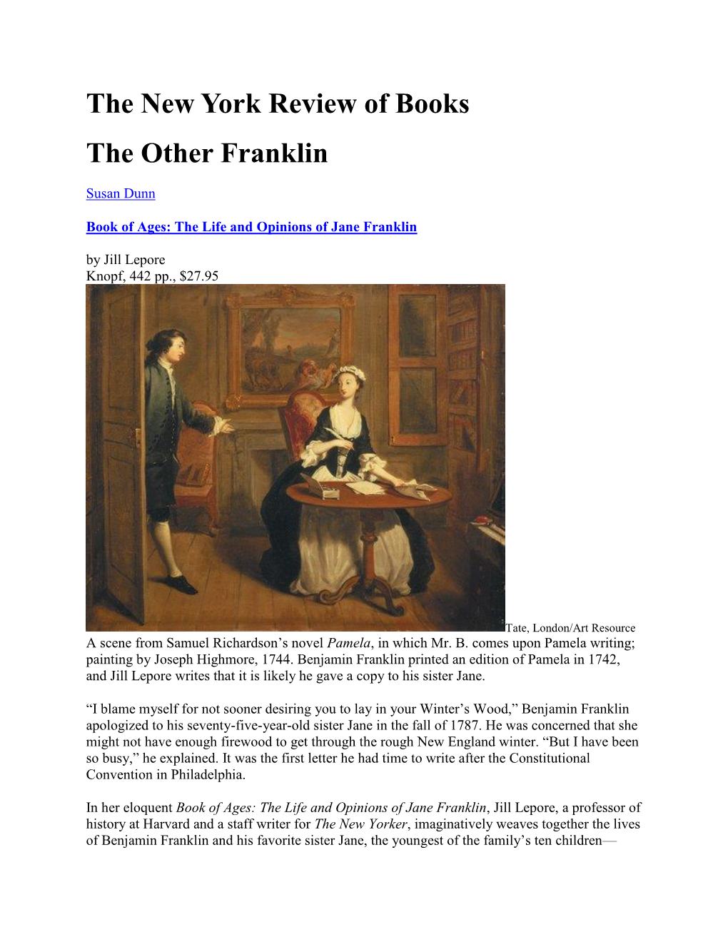 The New York Review of Books the Other Franklin