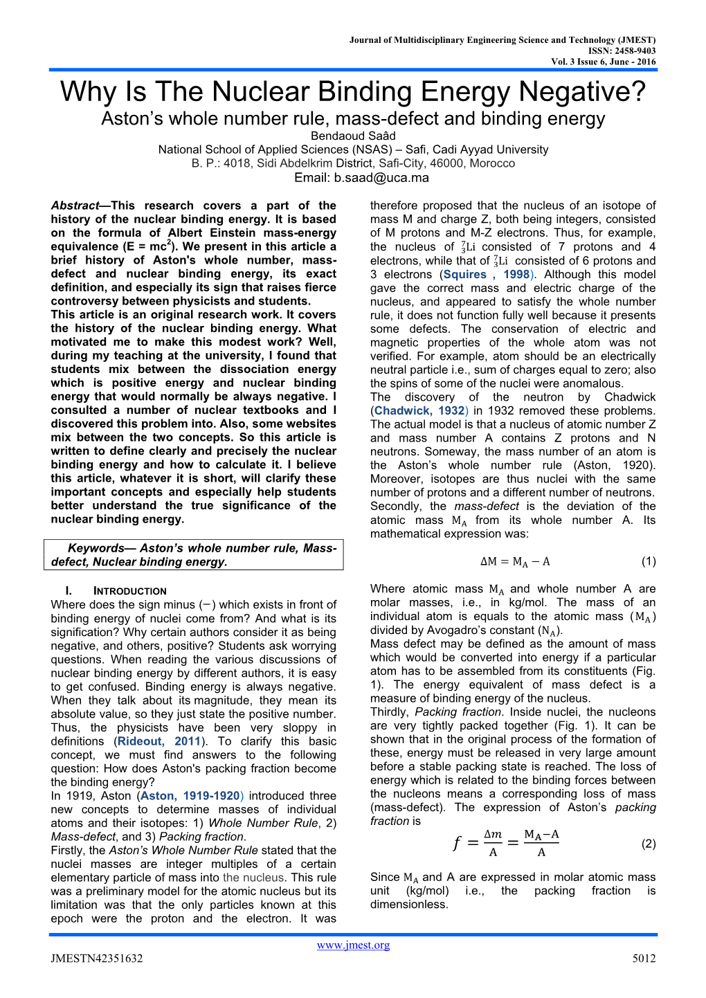 Why Is the Nuclear Binding Energy Negative?