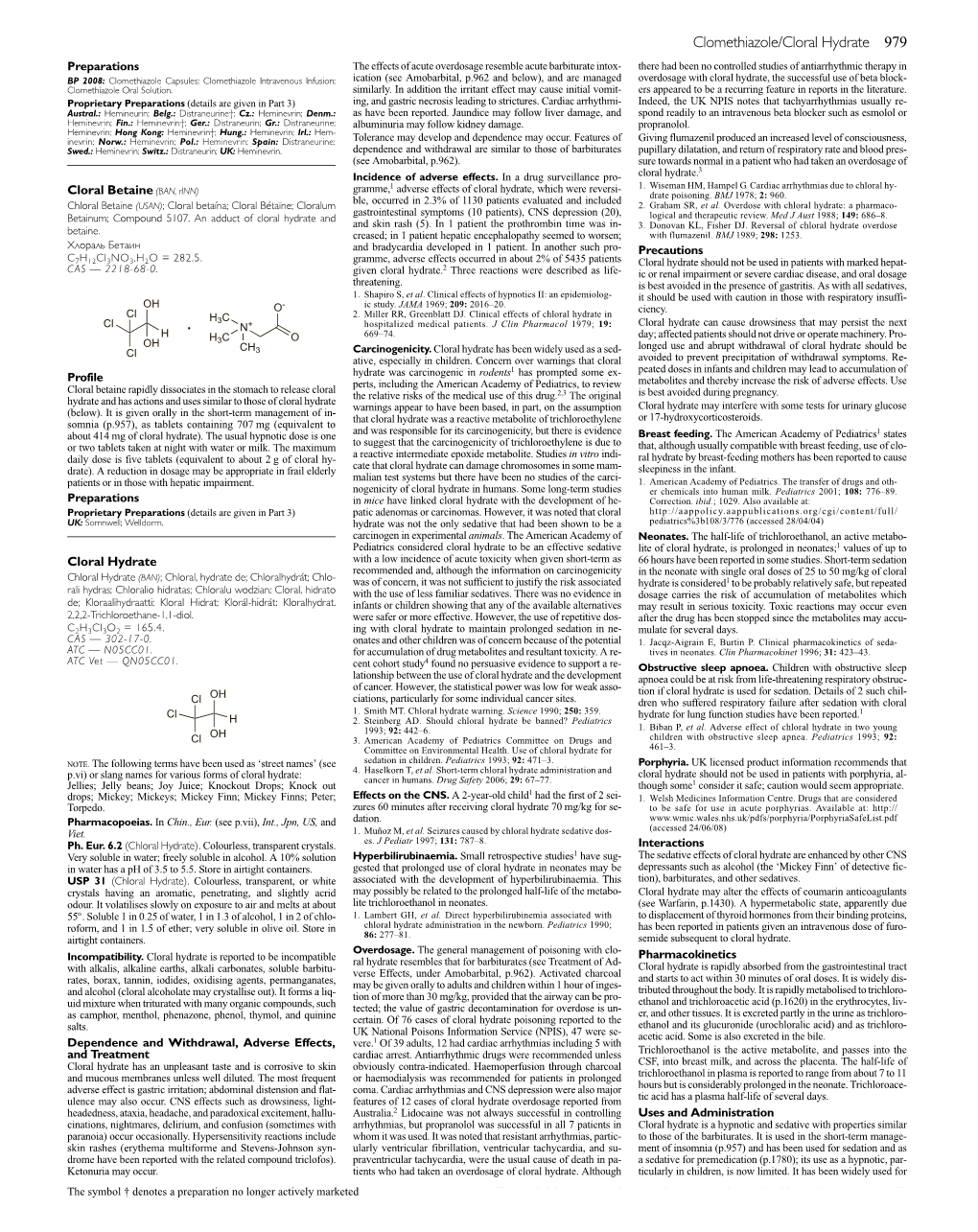 Clomethiazole/Cloral Hydrate