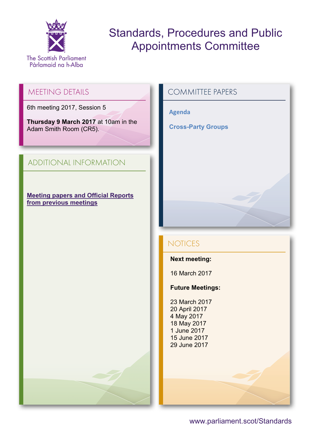 Standards, Procedures and Public Appointments Committee