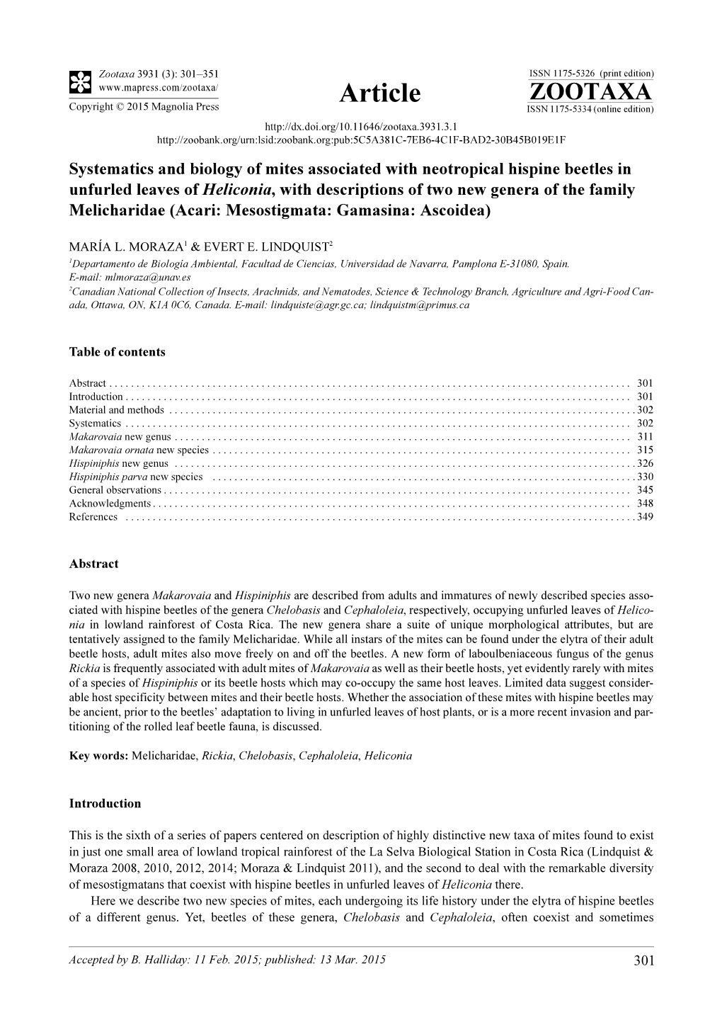 Systematics and Biology of Mites Associated with Neotropical Hispine