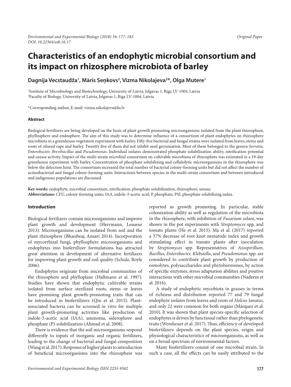 Characteristics of an Endophytic Microbial Consortium and Its Impact on Rhizosphere Microbiota of Barley