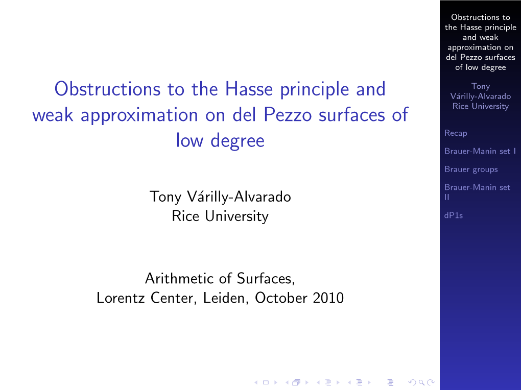 Obstructions to the Hasse Principle and Weak Approximation on Del Pezzo Surfaces of Low Degree