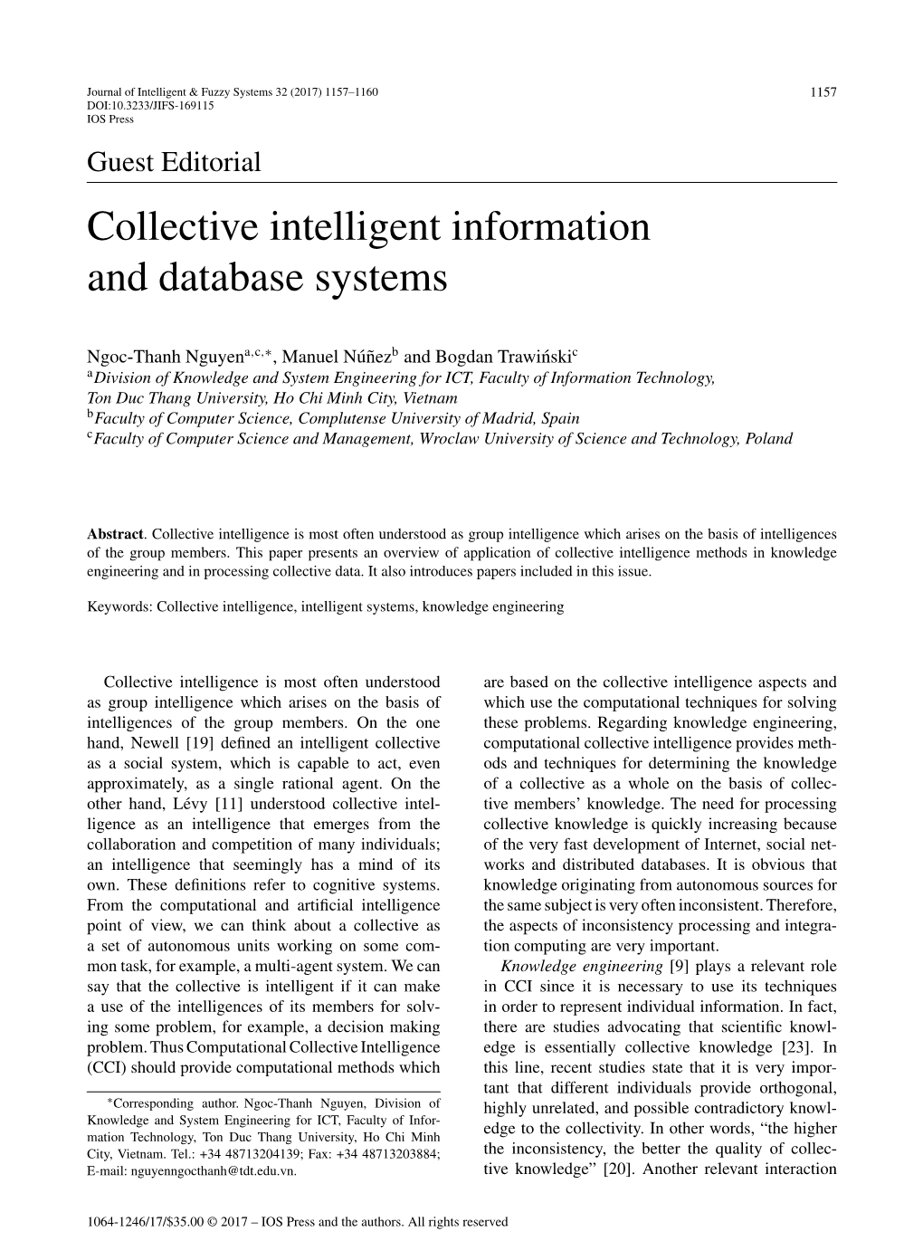 Collective Intelligent Information and Database Systems