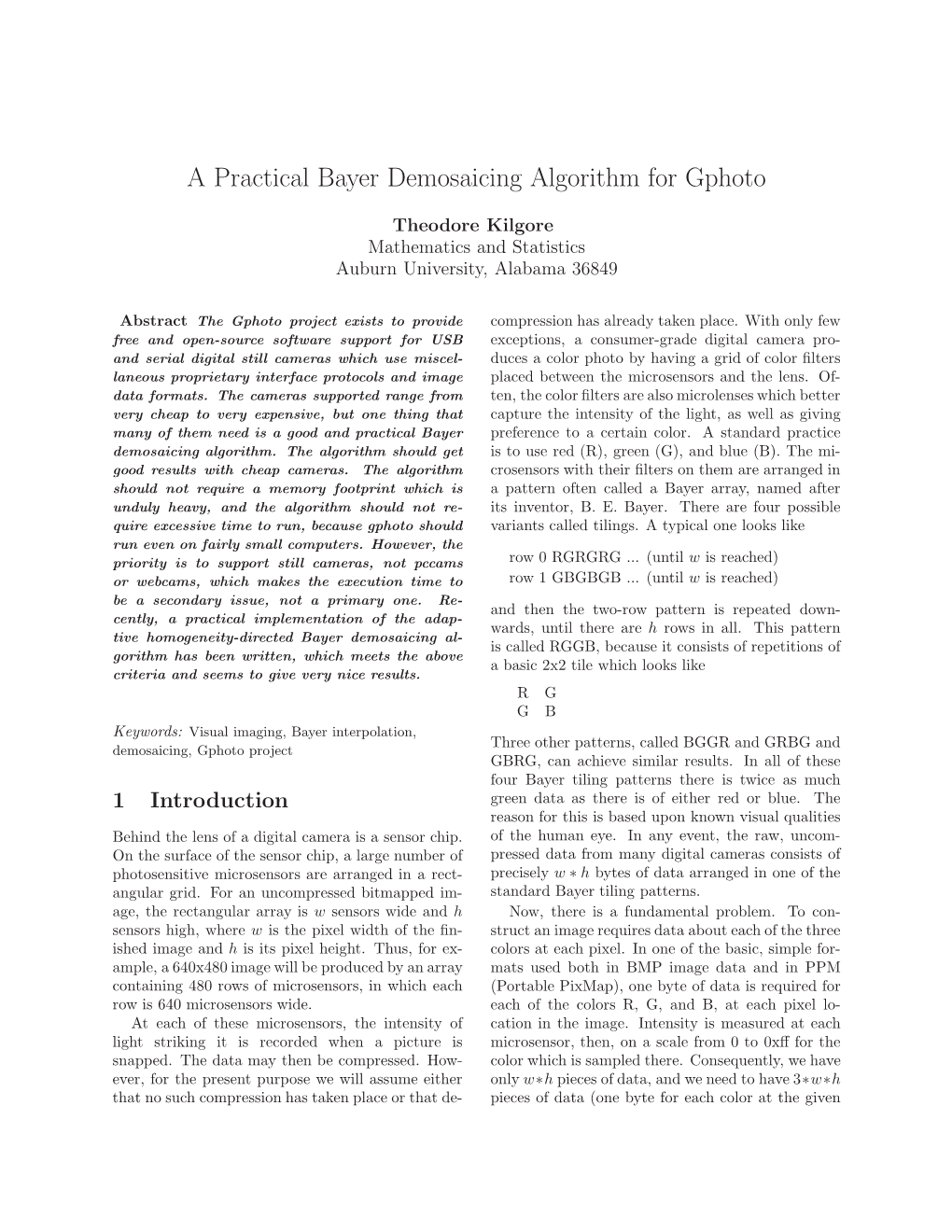 A Practical Bayer Demosaicing Algorithm for Gphoto