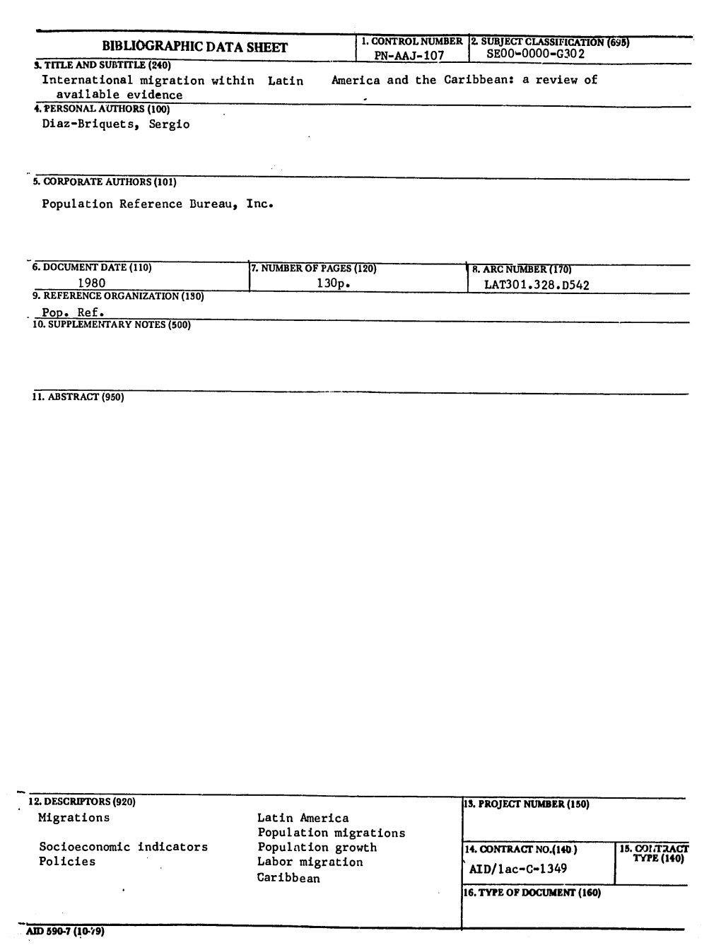 Biblographic Data Sheet Bibiorapicpn-Aaj