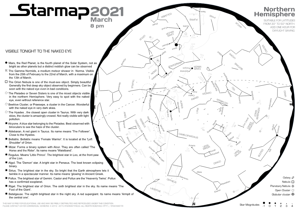 Northern Hemisphere Star Map | March 27