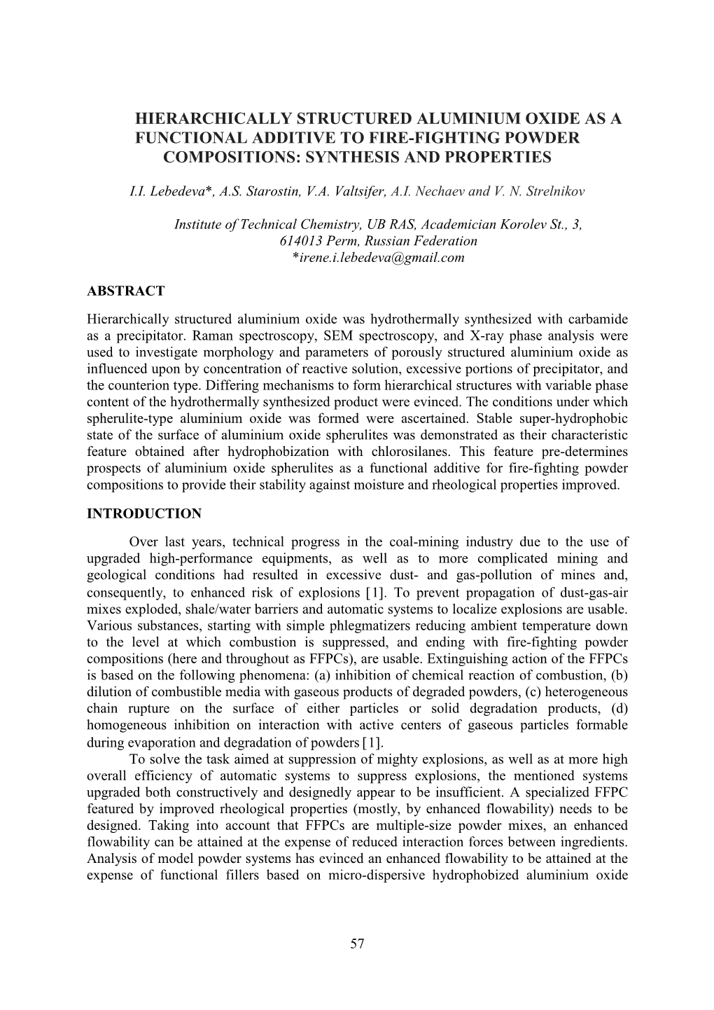 Hierarchically Structured Aluminium Oxide As a Functional Additive to Fire-Fighting Powder Compositions: Synthesis and Properties