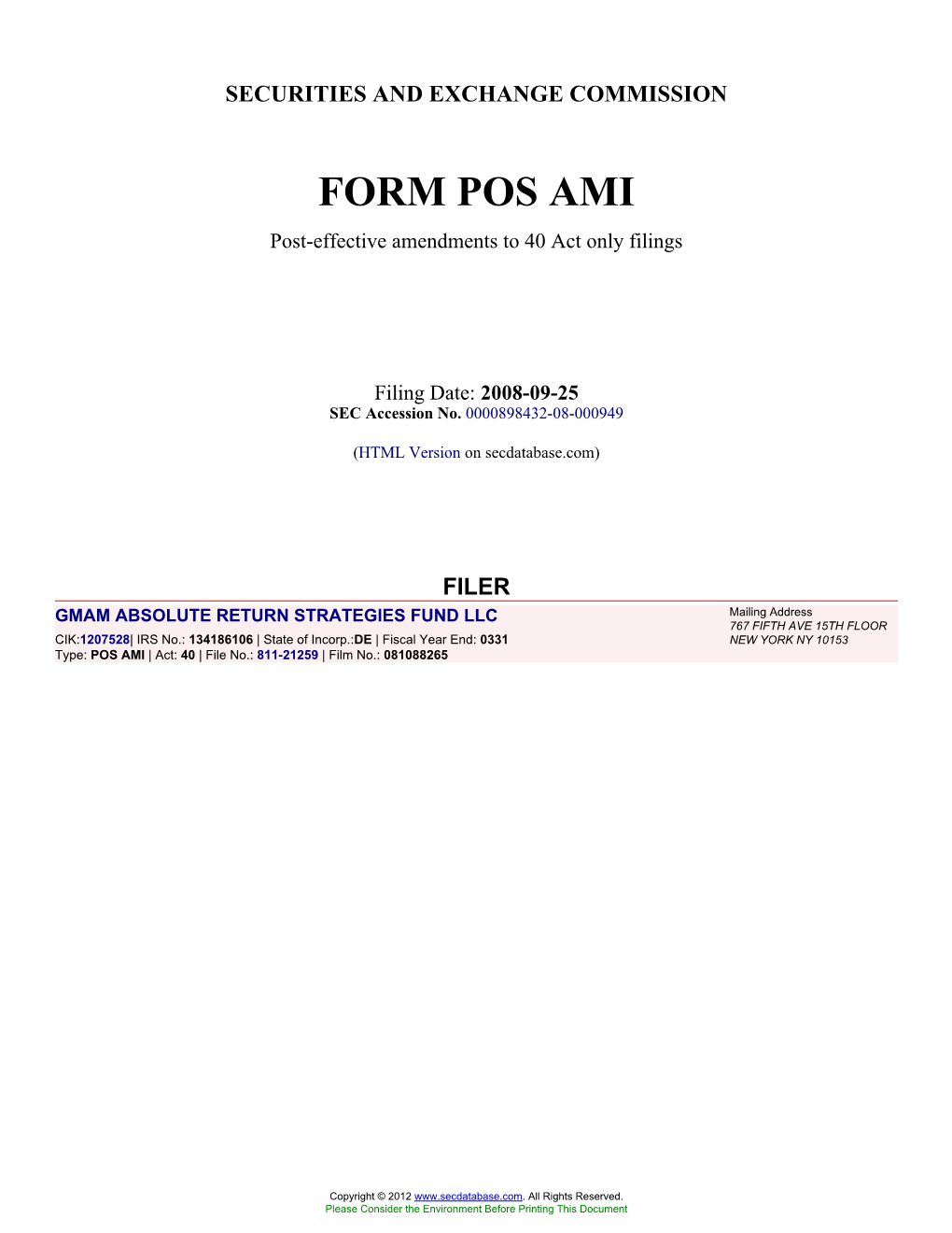 Gmam Absolute Return Strategies