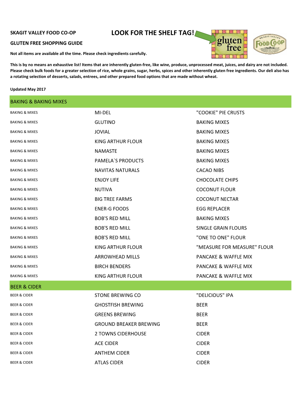 Download Gluten-Free Shopping List Here