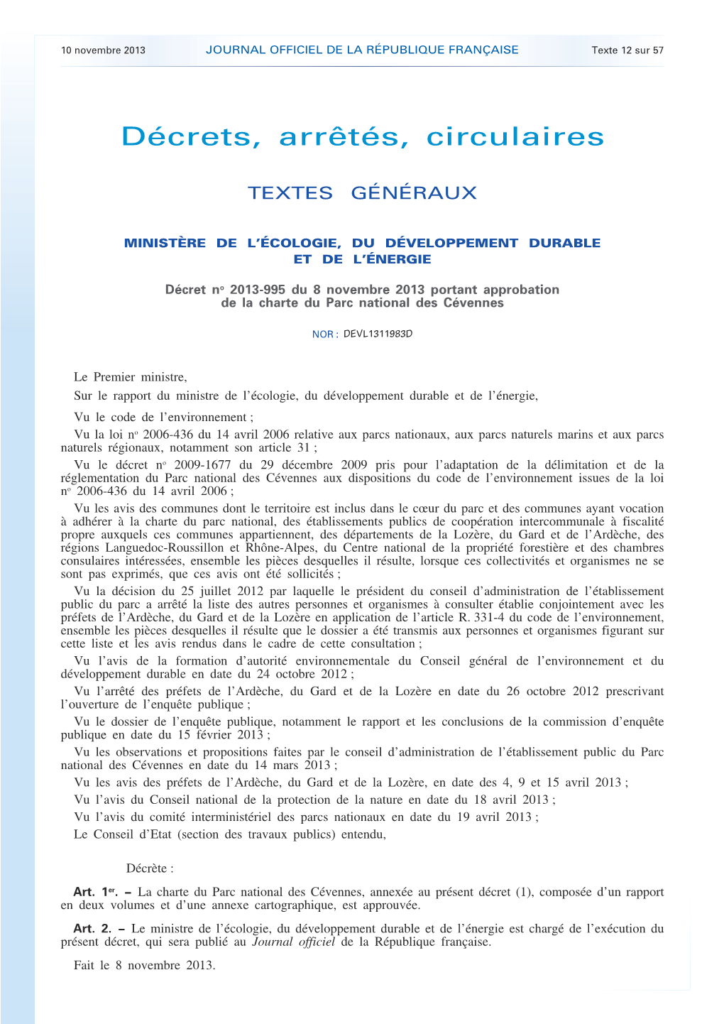 JOURNAL OFFICIEL DE LA RÉPUBLIQUE FRANÇAISE Texte 12 Sur 57