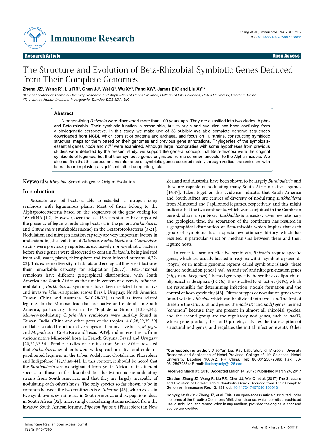 The Structure and Evolution of Beta-Rhizobial Symbiotic Genes