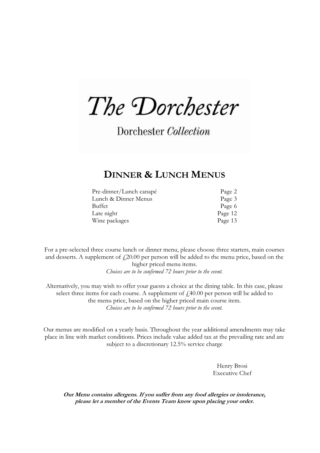 Lunch and Dinner Menus