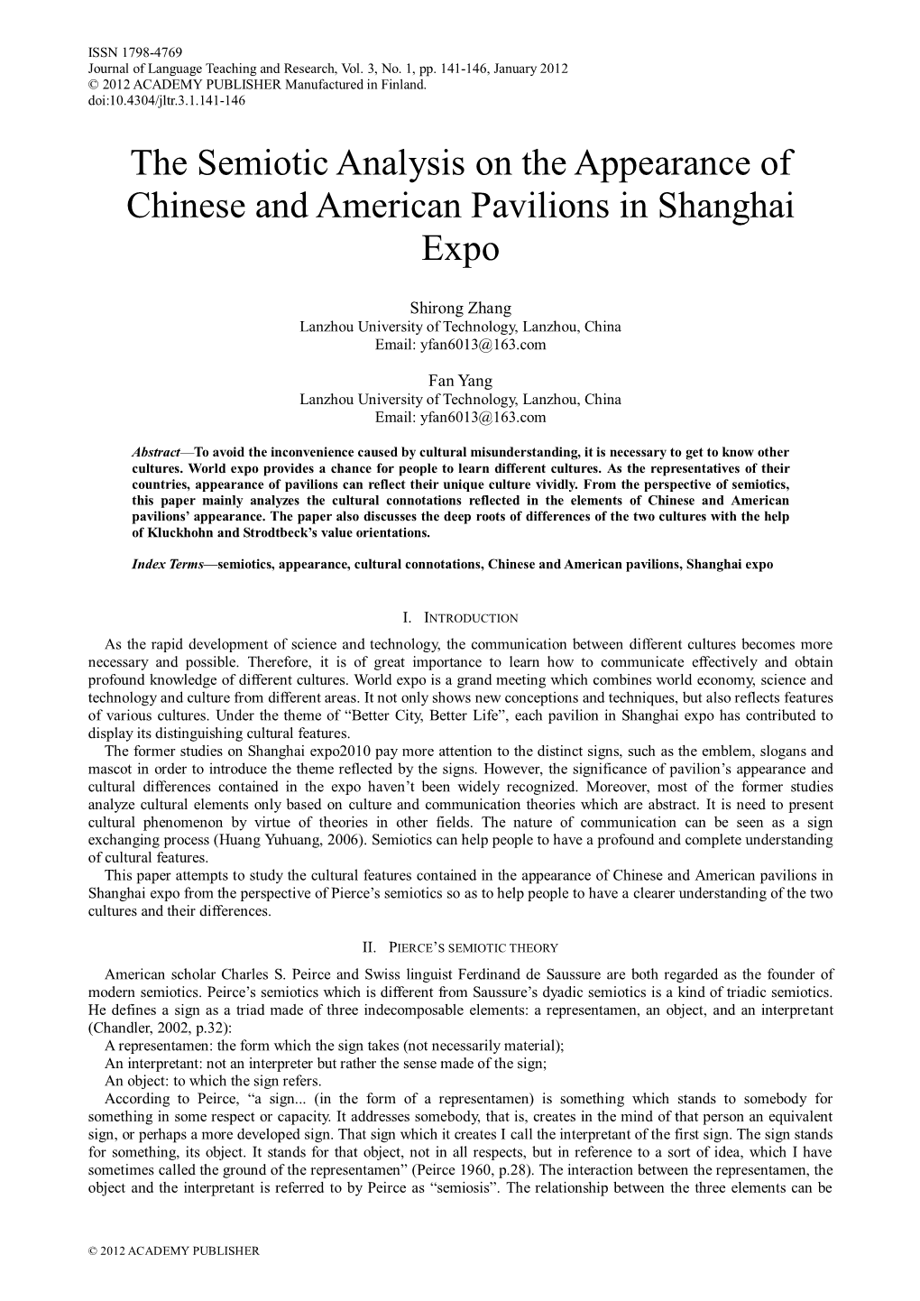 The Semiotic Analysis of the Cultural Elements in the Chinese Pavilion Of