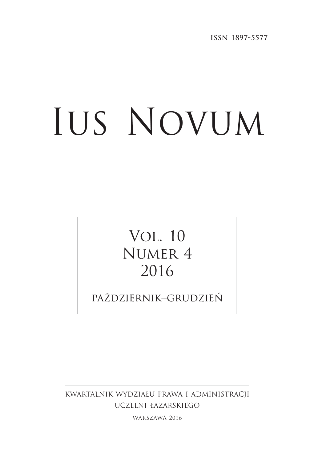 Vol. 10 Numer 4 2016