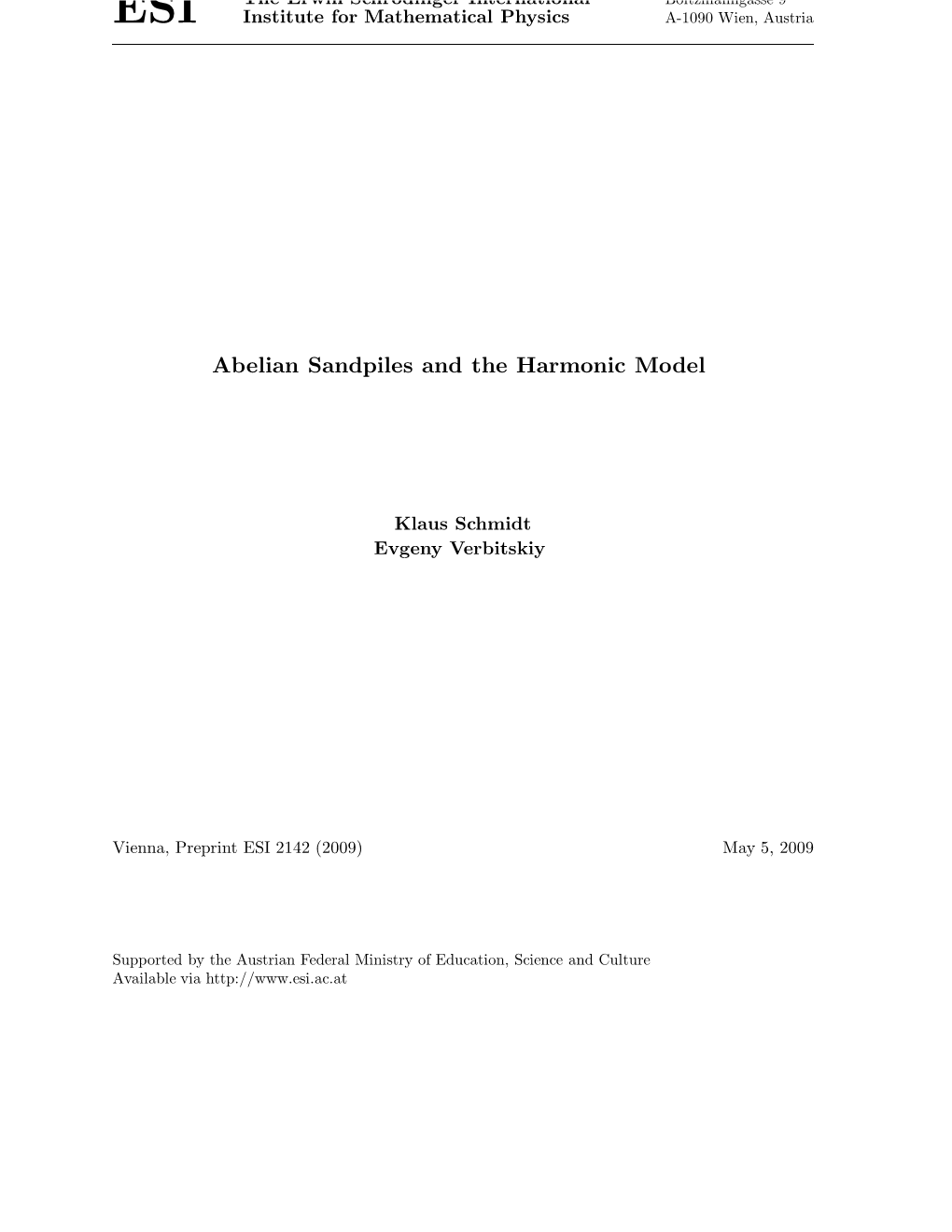 Abelian Sandpiles and the Harmonic Model
