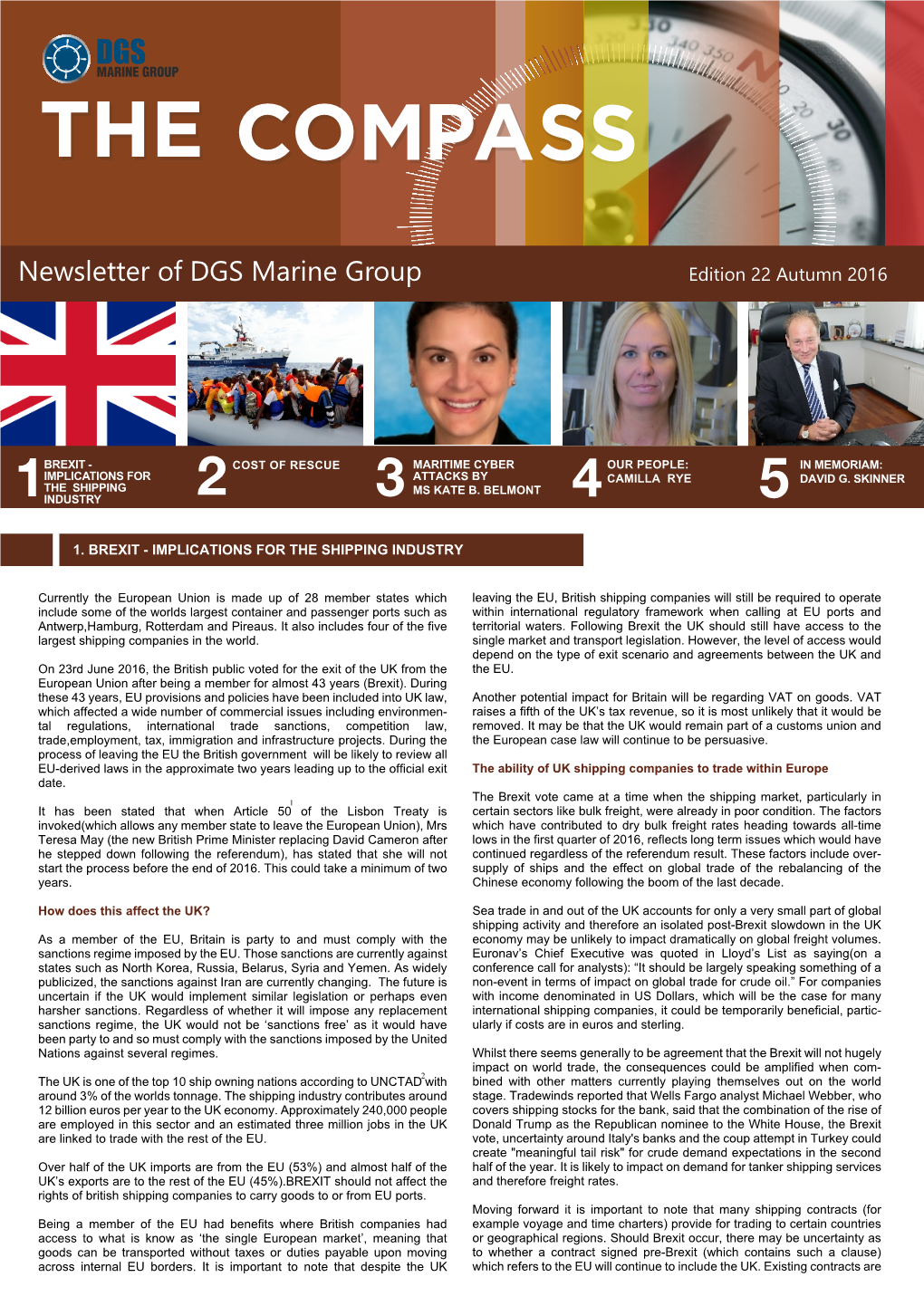 Newsletter of DGS Marine Group Edition 22 Autumn 2016