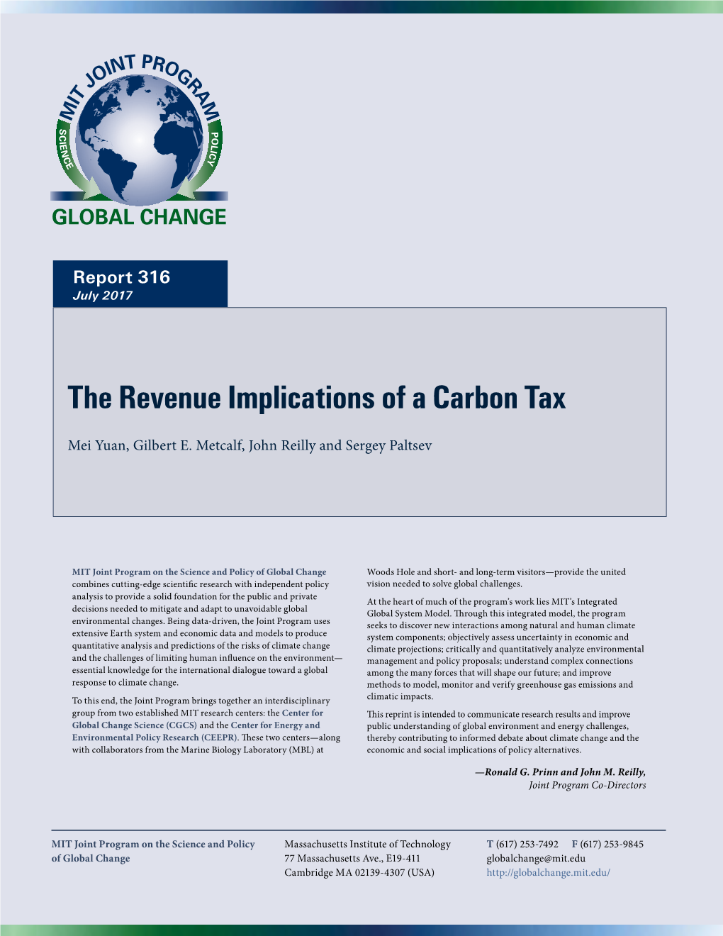 The Revenue Implications of a Carbon Tax