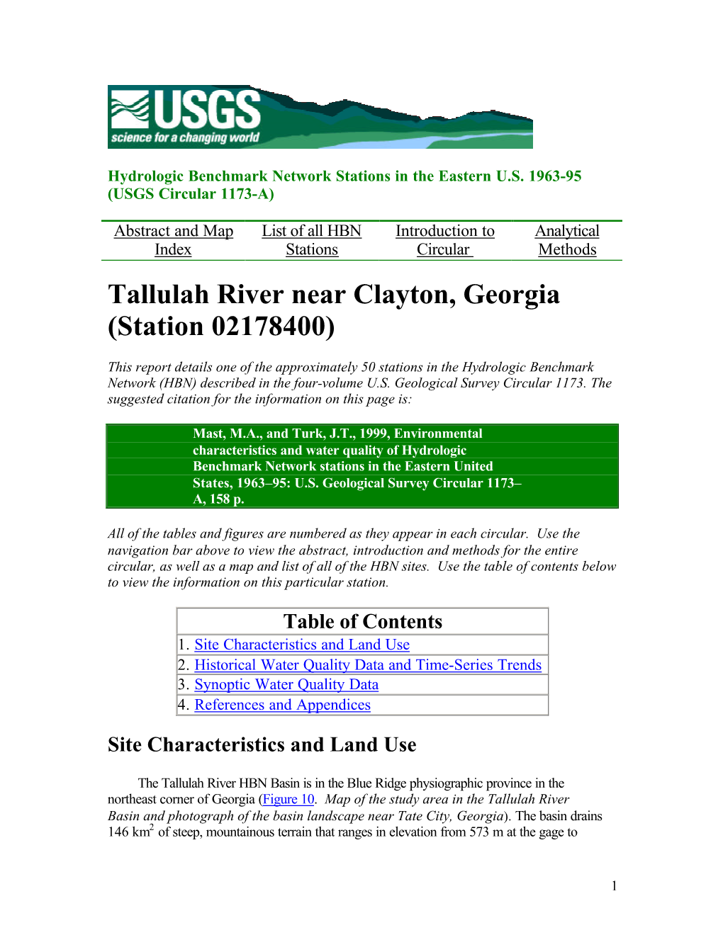 Tallulah River Near Clayton, Georgia (Station 02178400)