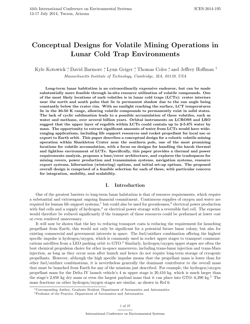 Conceptual Designs for Volatile Mining Operations in Lunar Cold Trap Environments
