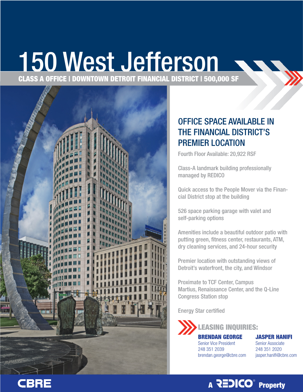 150 West Jefferson CLASS a OFFICE | DOWNTOWN DETROIT FINANCIAL DISTRICT | 500,000 SF