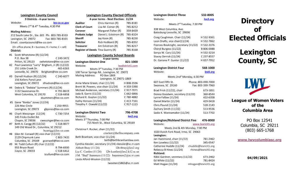 Lexington County Elected Officials