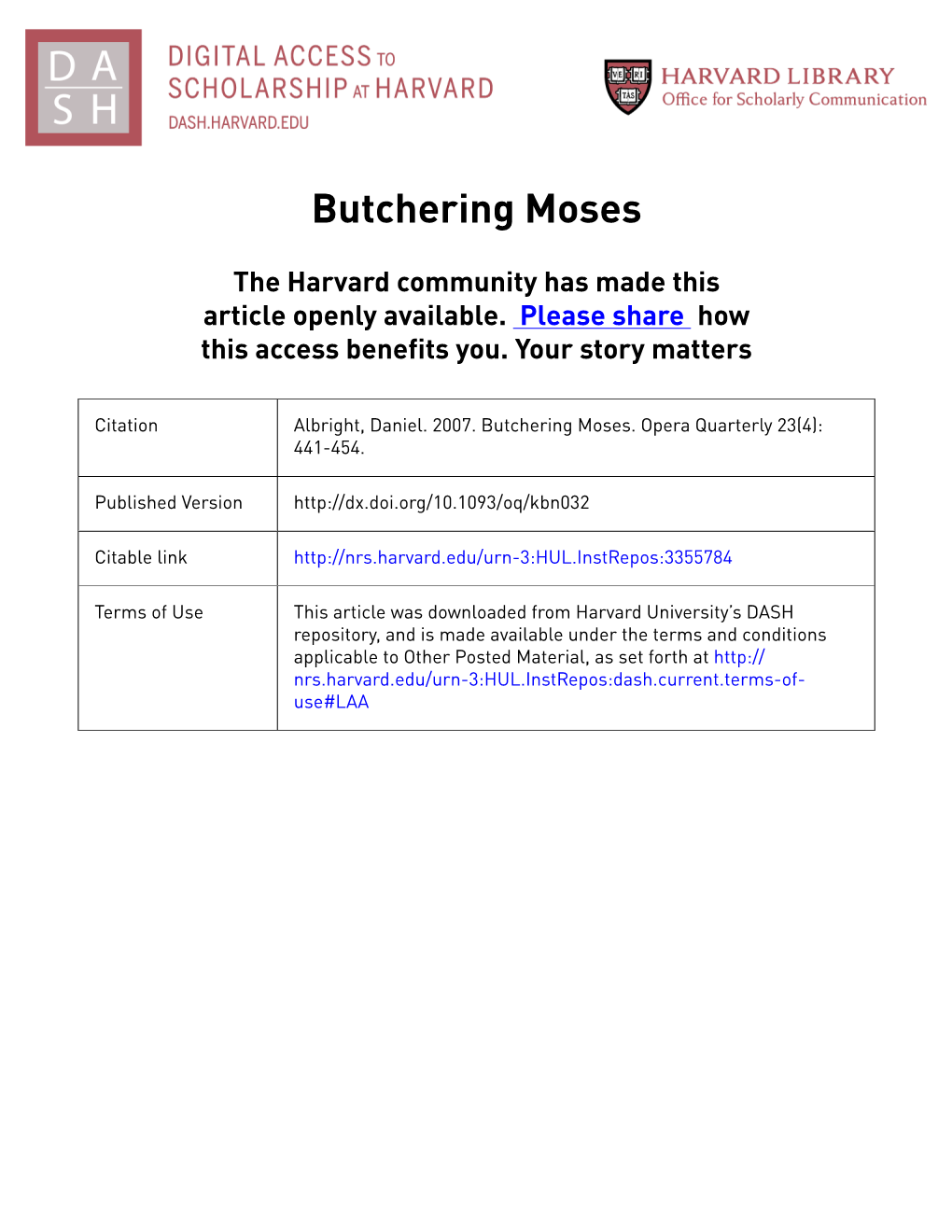 Butchering Moses