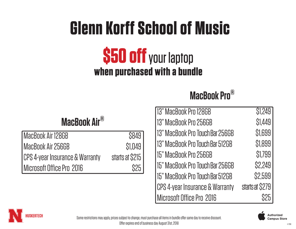 Glenn Korff School of Music $50 Offyour Laptop When Purchased with a Bundle