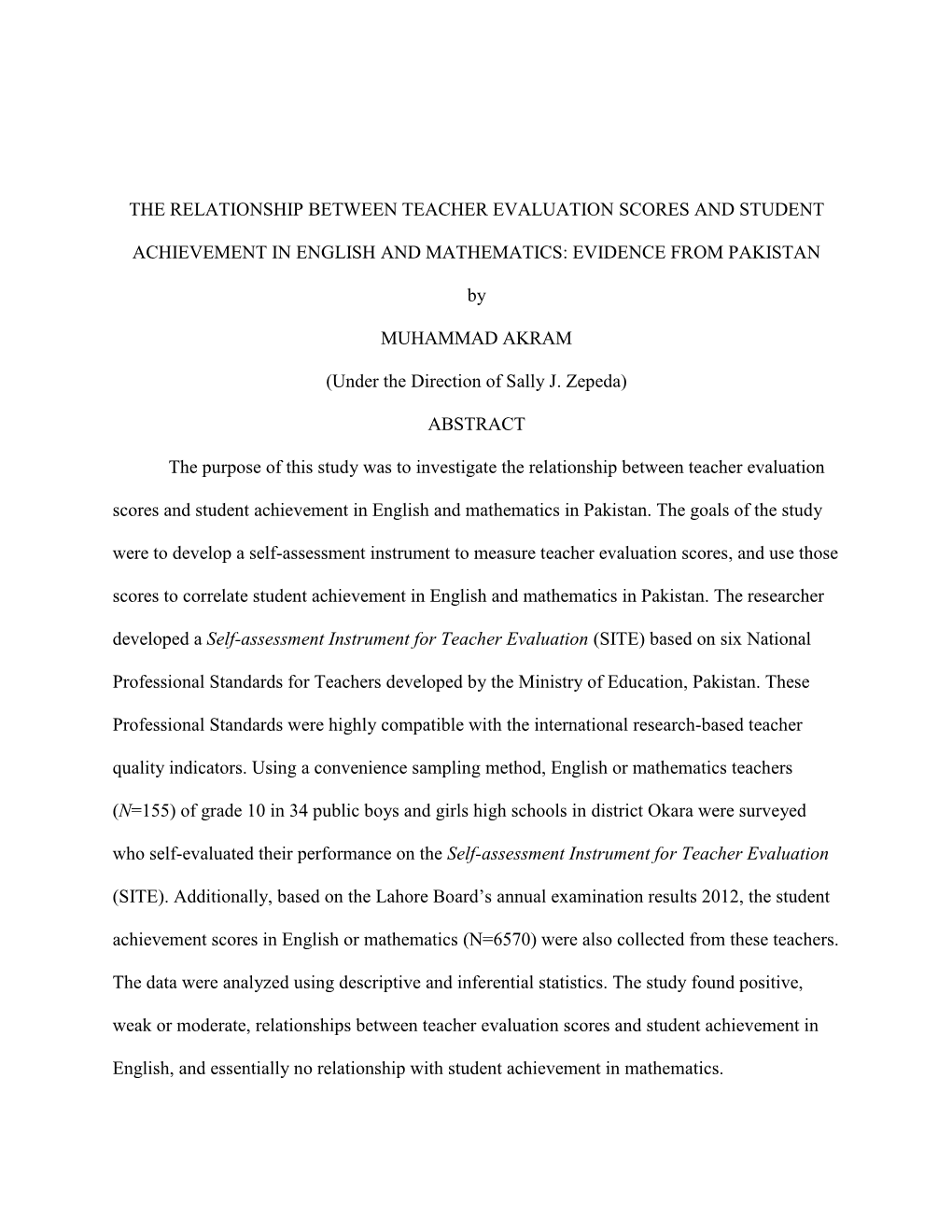 The Relationship Between Teacher Evaluation Scores and Student