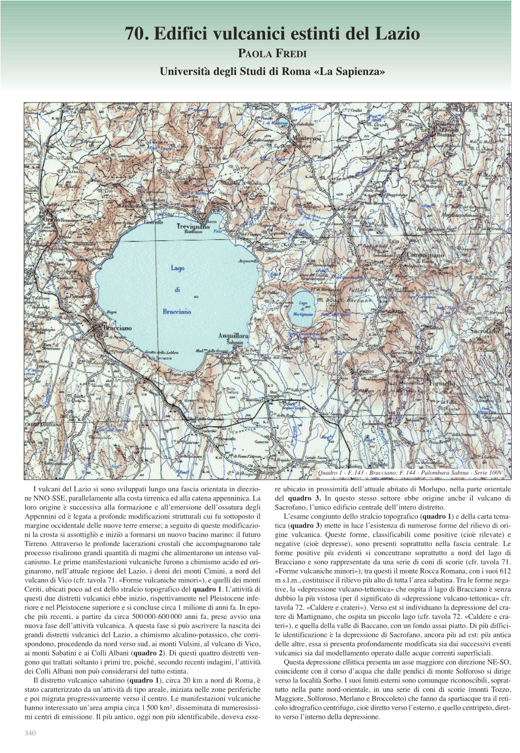 70. Edifici Vulcanici Estinti Del Lazio PAOLA FREDI Università Degli Studi Di Roma «La Sapienza»