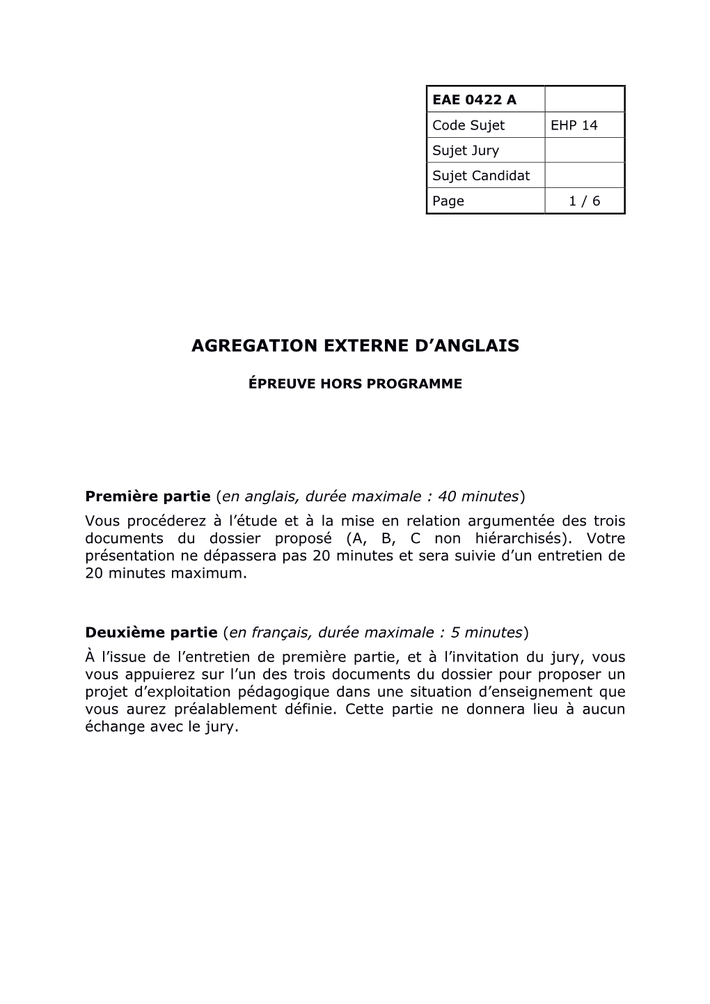 Agregation Externe D'anglais