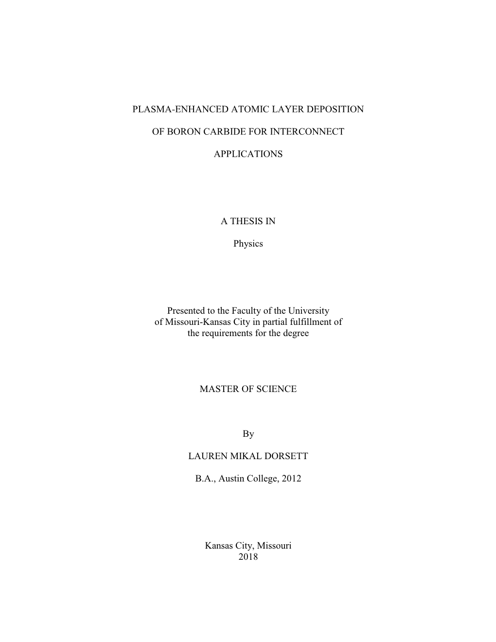 Plasma-Enhanced Atomic Layer Deposition of Boron Carbide For