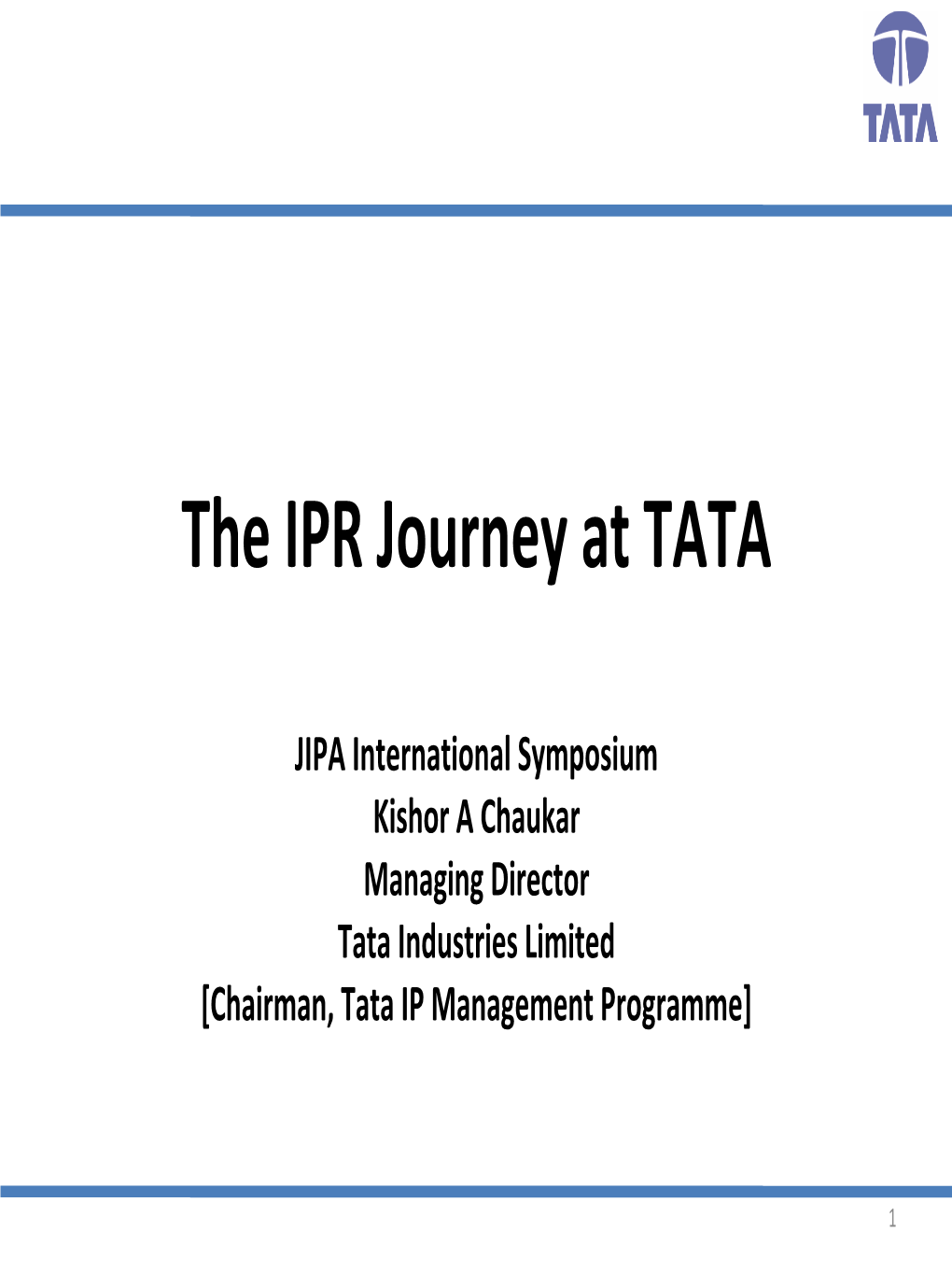 The IPR Journey at TATA