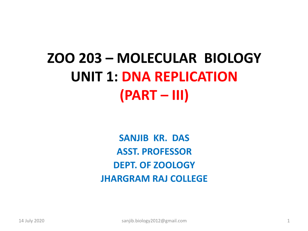 Dna Replication (Part – Iii)